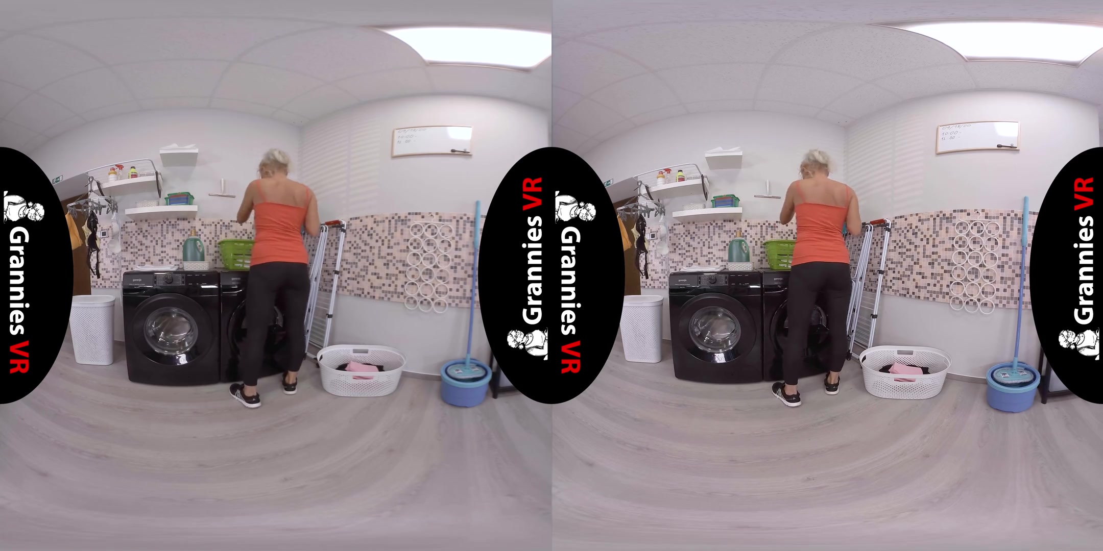 Kathy Anderson - Masturbation In The Laundry; Mature Blonde Babe Solo