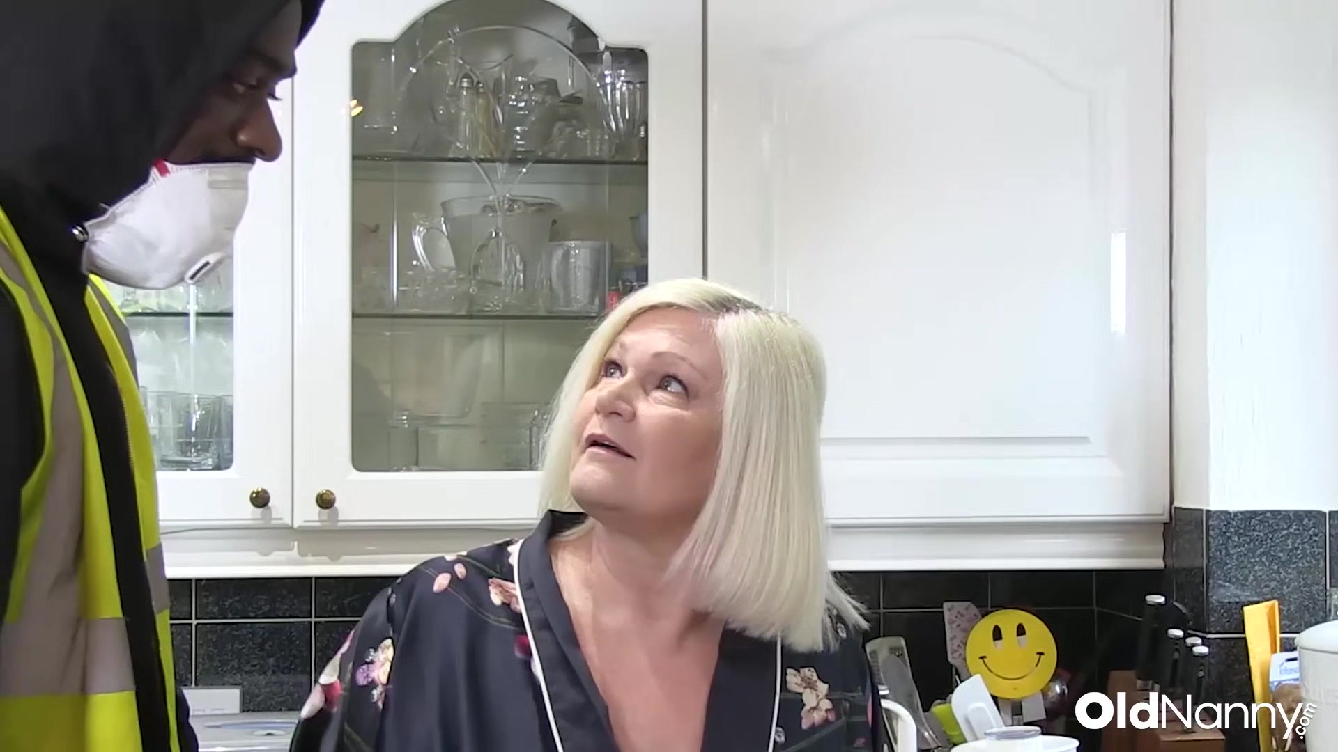 Blonde Granny Takes BBC From Kitchen Door To Passionate Bed