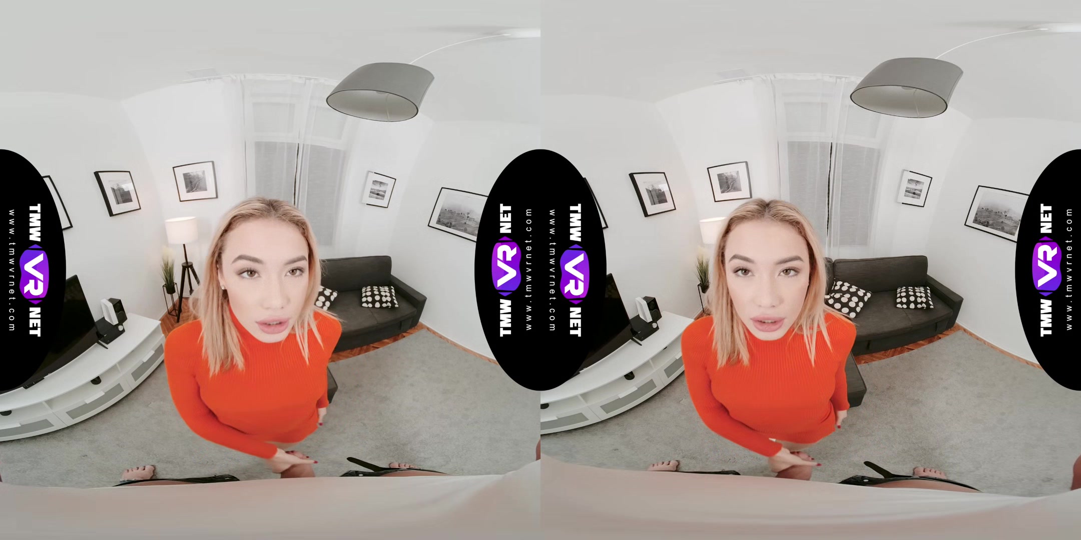 Blonde performs a deep blowjob