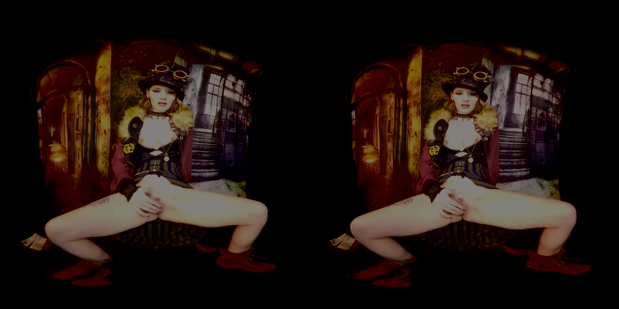 Cosplay Elena Vega is a Horny Steampunk Babe - Costume Redhead Solo Model Toying