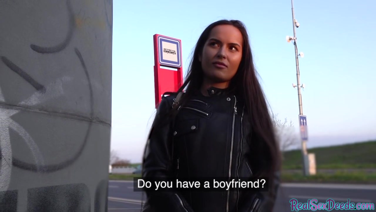 Reality leather babe public POV fucked outdoor 4 money