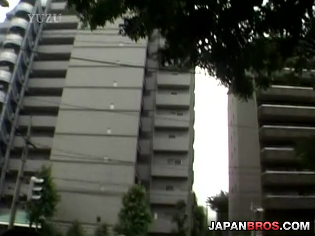 Japanese gals have cunts rubbed in outdoor