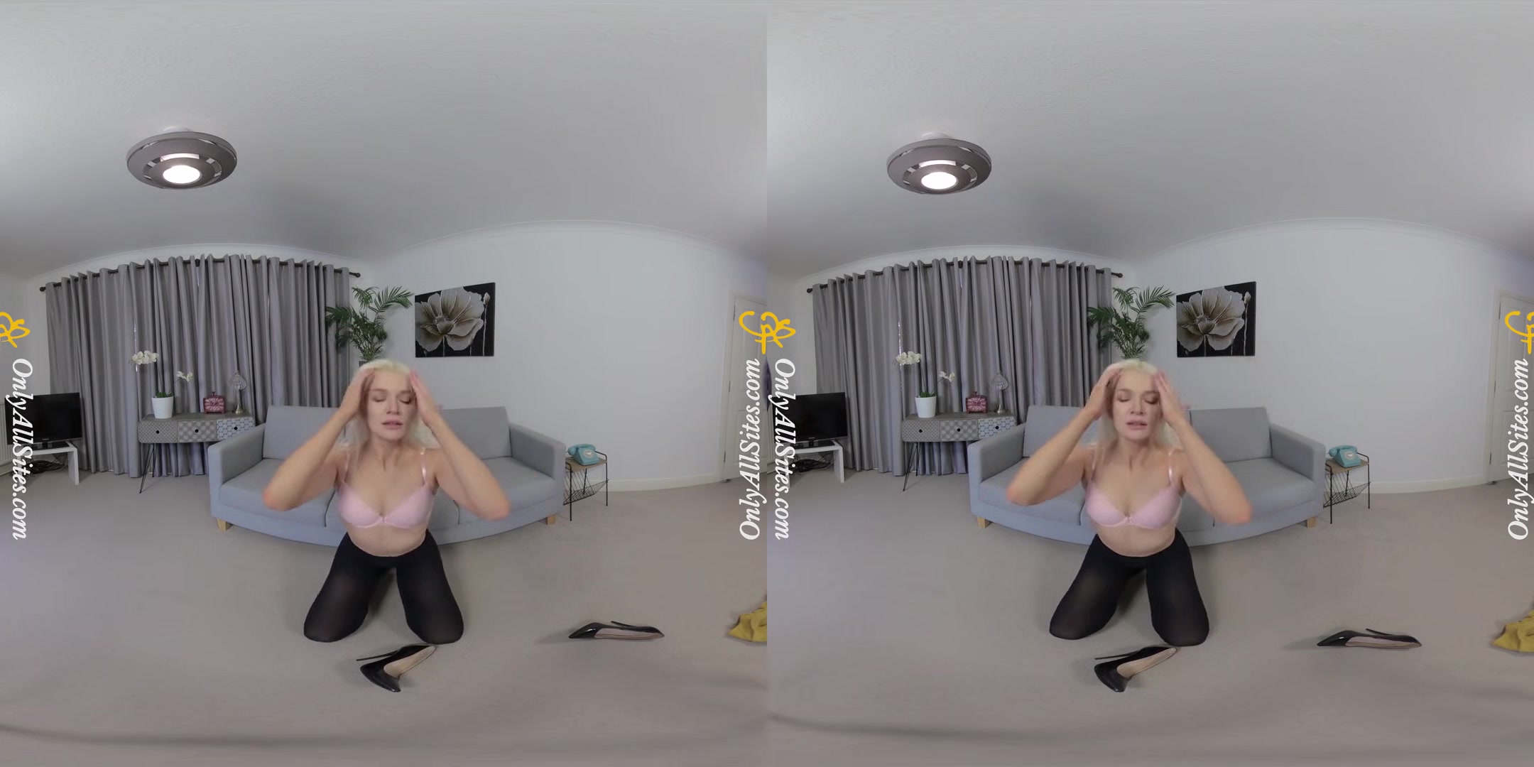 Lydia Jane - Home From Work Striptease - Blonde Striptease Pantyhose