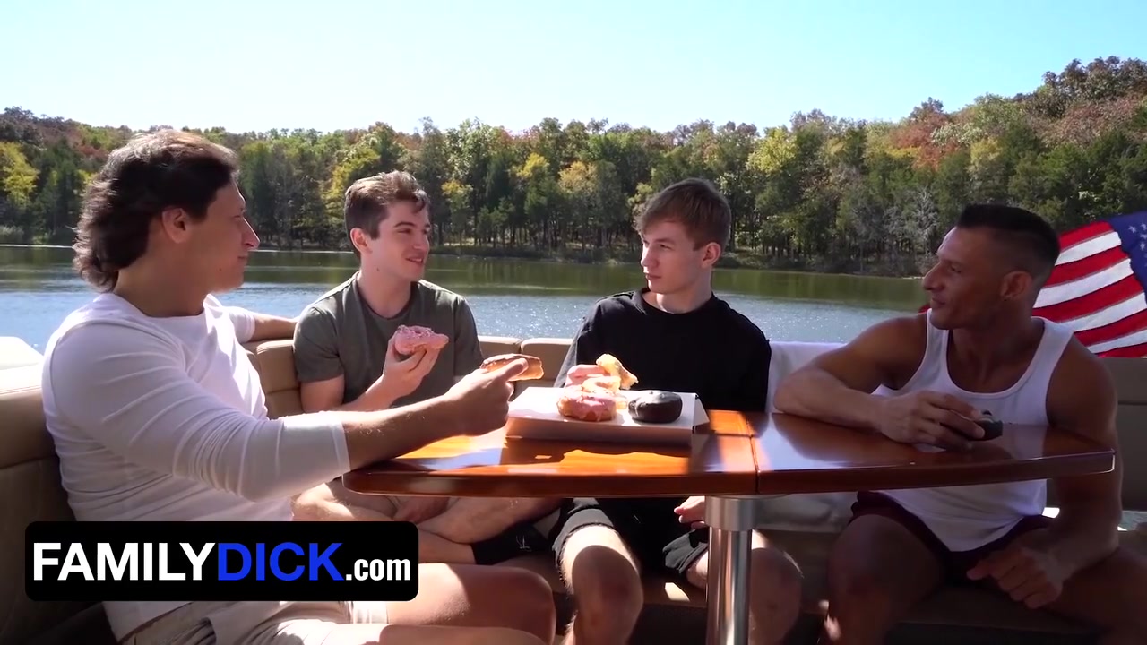 Caleb Morphy, Oliver Beck And Jax Thirio - Stepdads Take Turns Pounding Their Twink Stepsons On A Boat