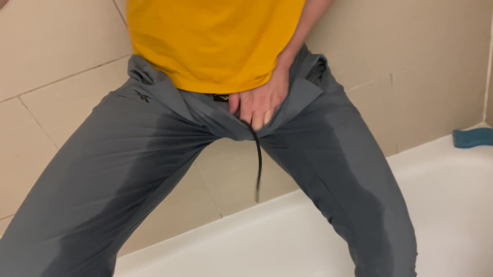 Pissed Myself Again After The Gym. Wanted To Suck My Pissy Cock