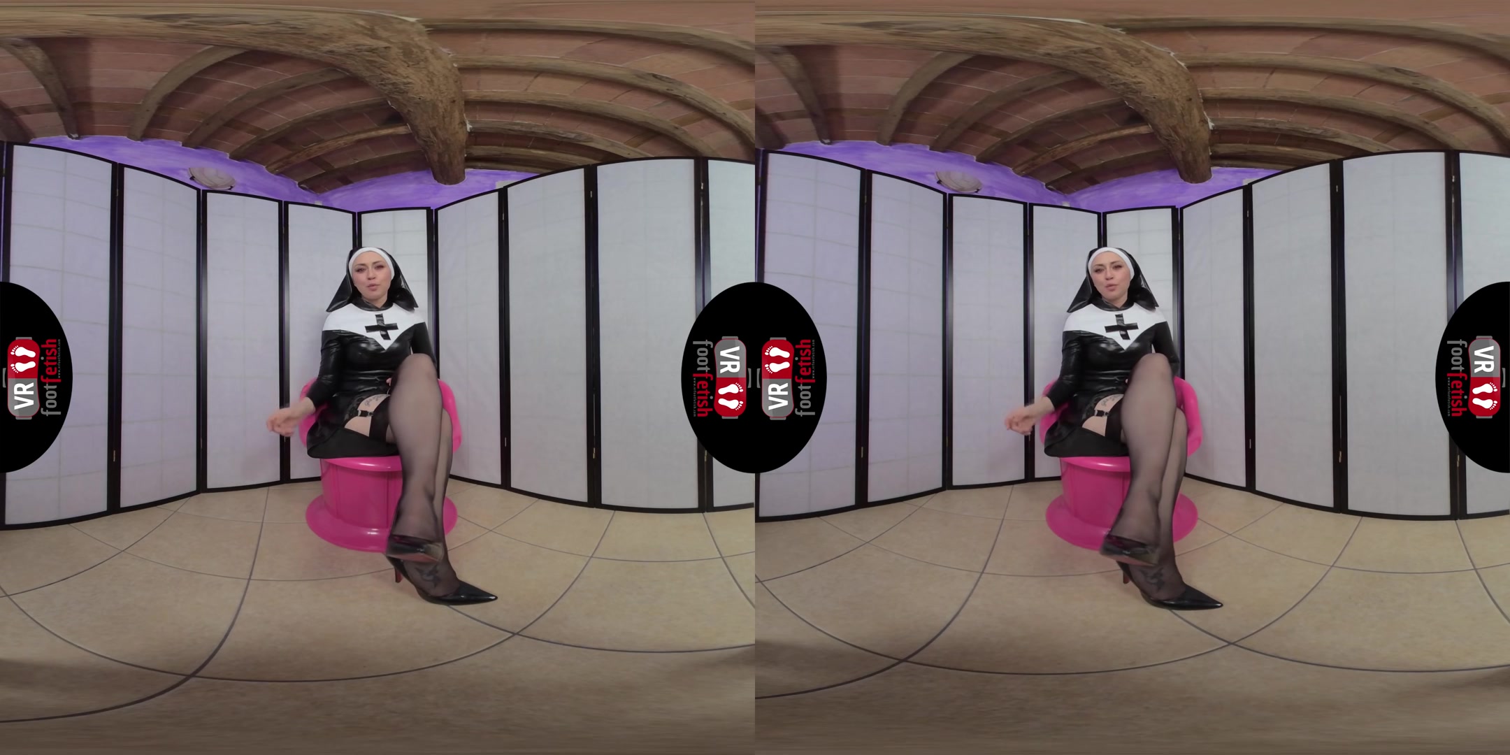 Sinfully Sexy Ammalia Mistreating You In A Nun Costume - VRFootFetish