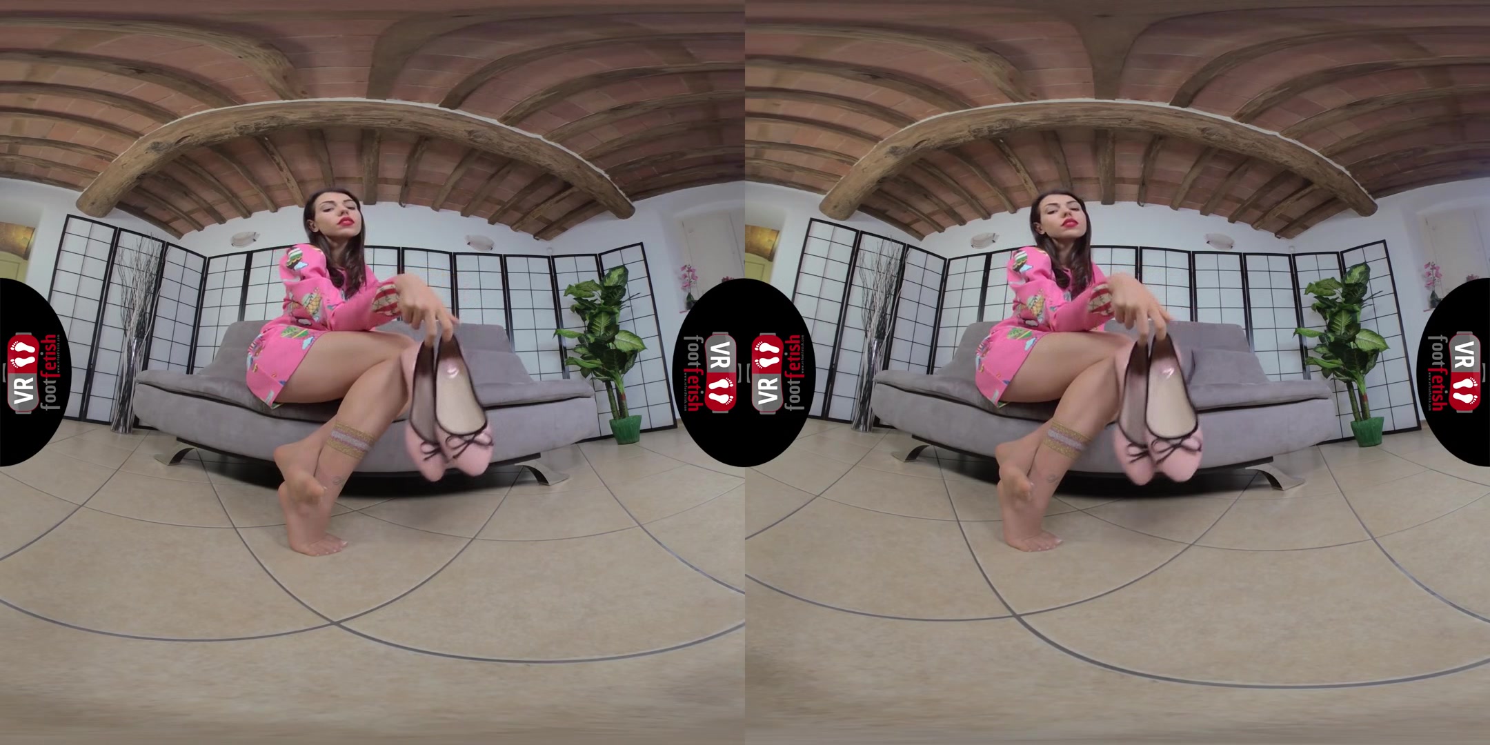 Super Sexy Petra In Midcalf Nylon Socks And Pink Ballerina Flats - Leg Fetish Virtual Reality