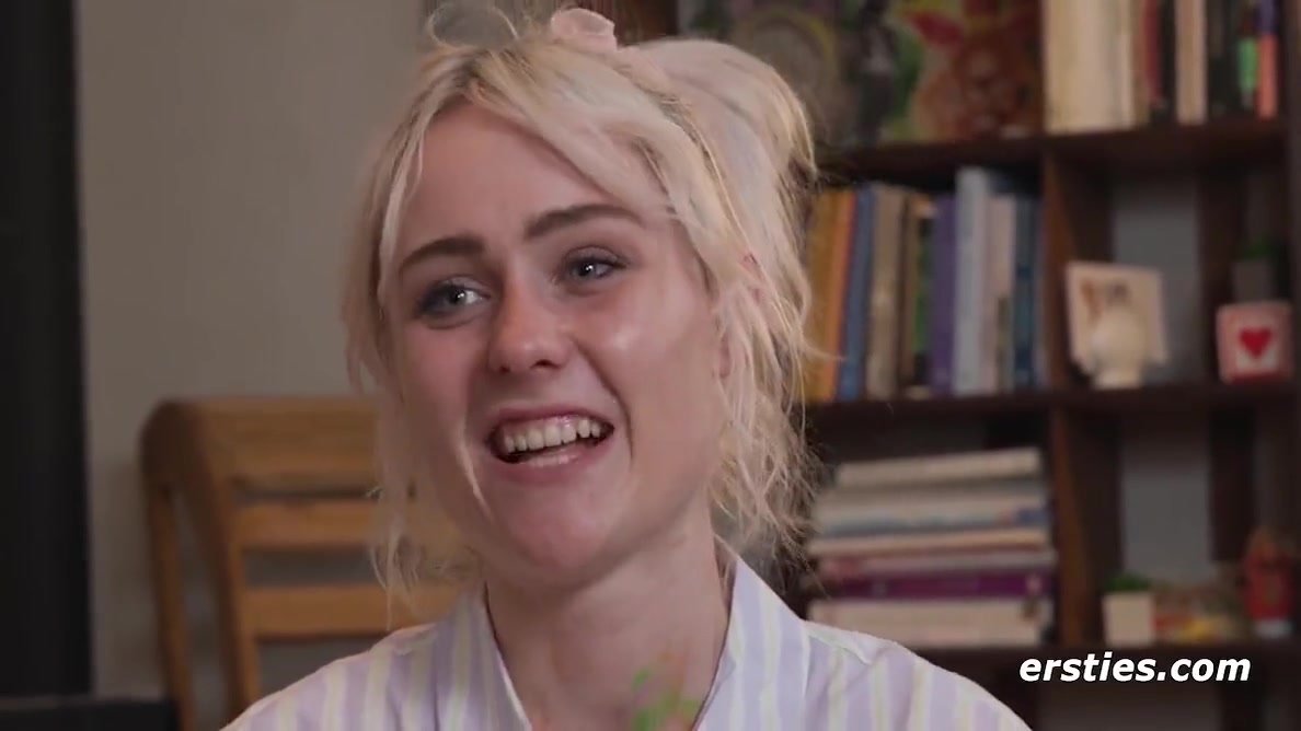 Blonde Hally Puts The Brush In Her Pussy While Painting