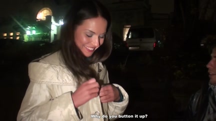 Adorable gal sucks 2 weenies for cash right in the street