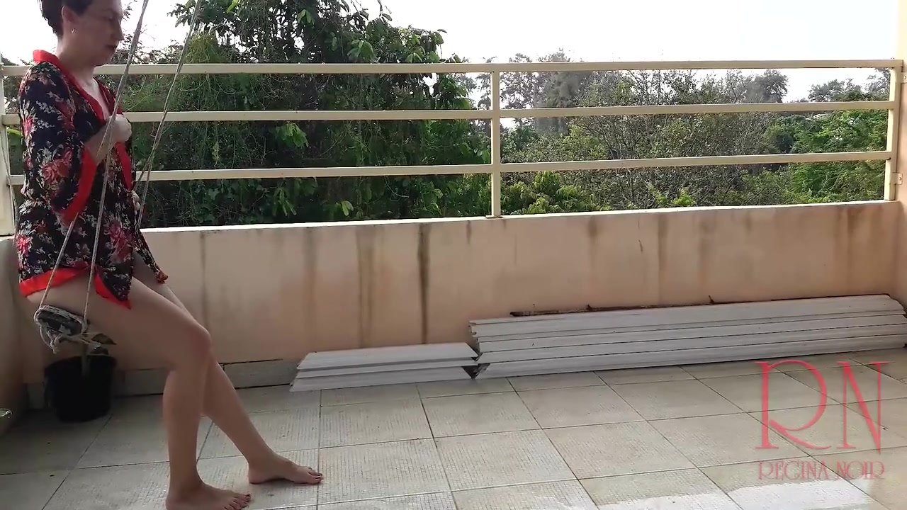 Cute Housewife Has Fun Without Panties On The Swing Slut Swings And Shows Her Perfect Pussy 1