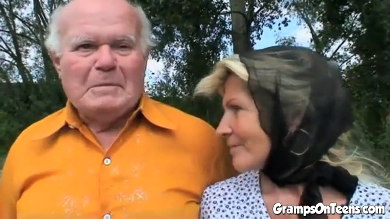 Teen joins in oldies trio in outdoor sex romp