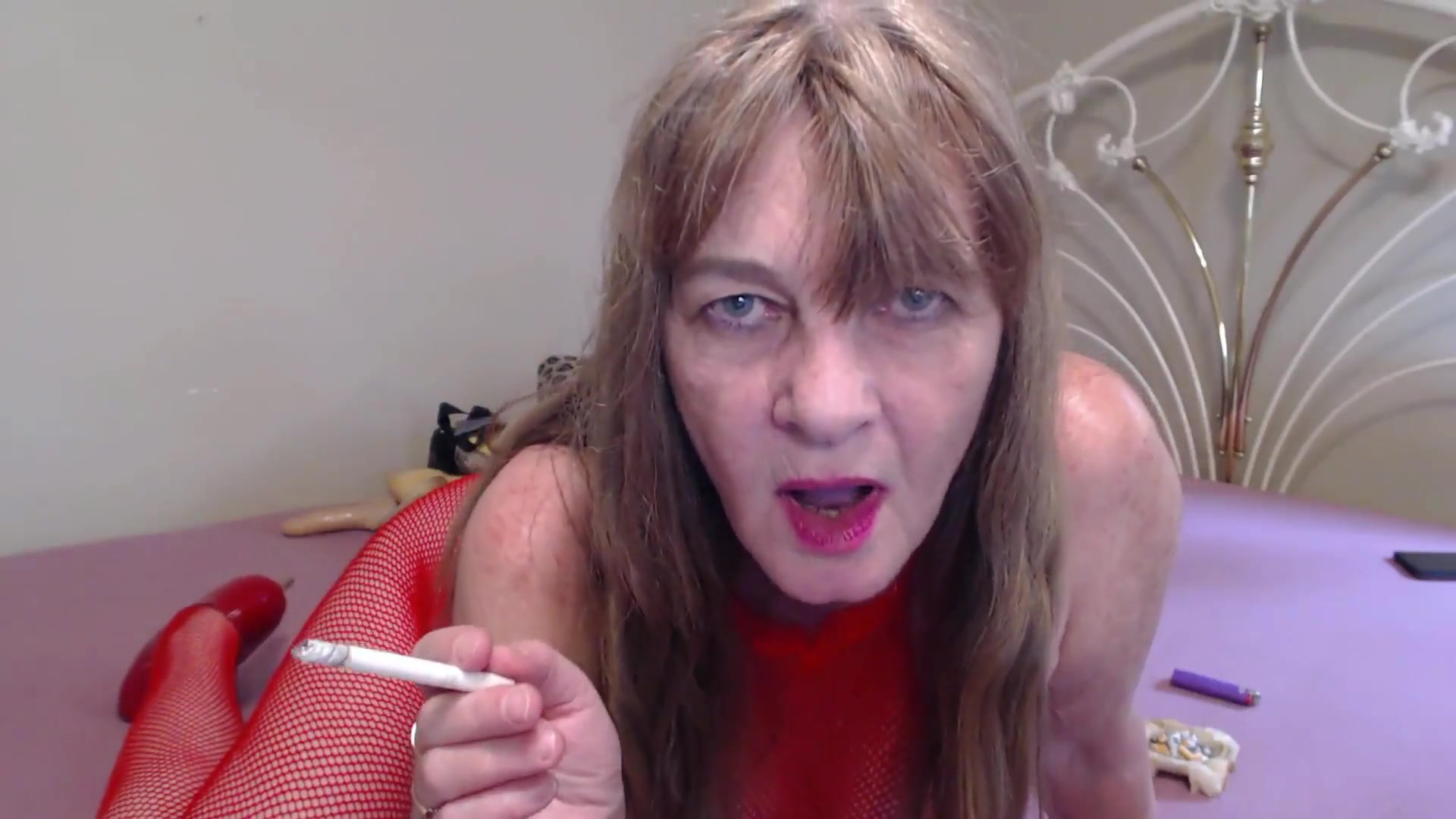 Red Fishnet Body & Smoking - TacAmateurs