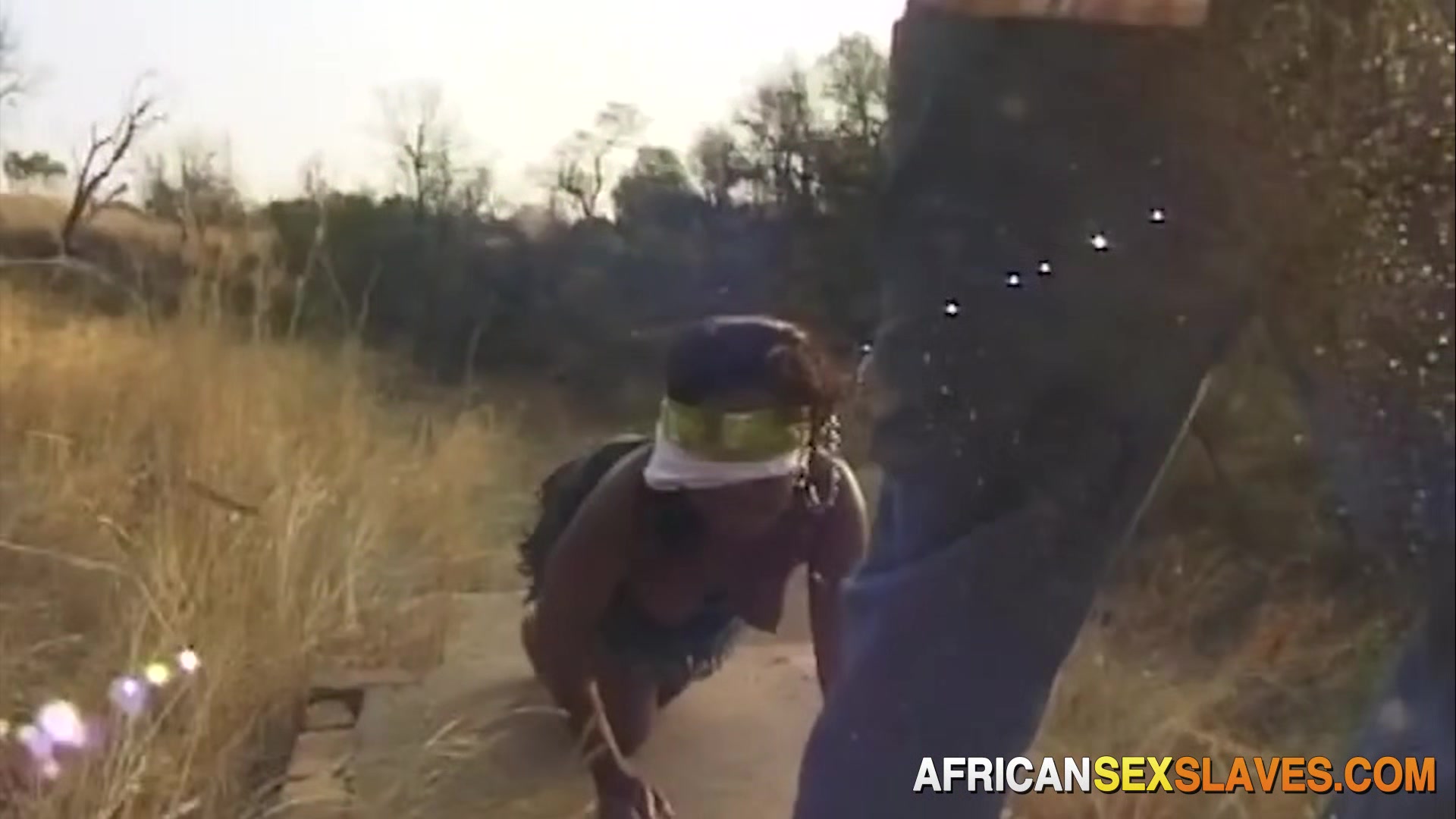 Ebony african whore spanked outdoor needs punishment