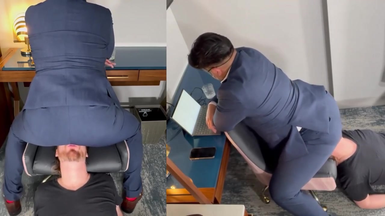 Do You Want That Promotion Boy? You Better Be Quiet And Be A Good Fart Sniffer For The Boss! Stay Still Seat!