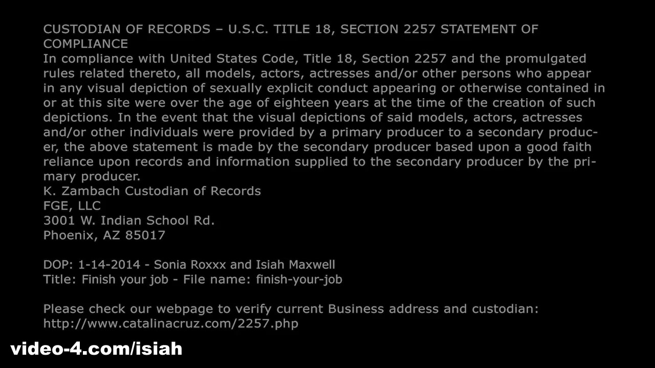 Finish Your Job - Isiah Maxwell XXX