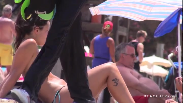Gorgeous Topless Brunette - BeachJerk