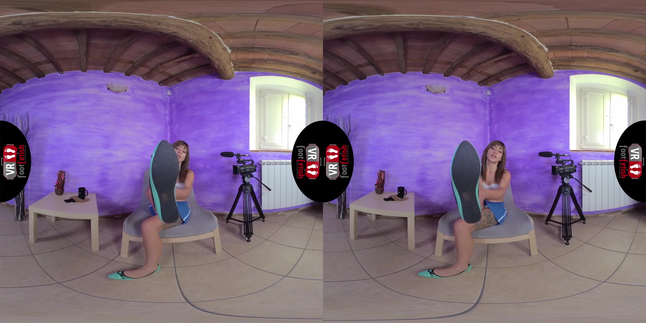 Deliciously Sexy Katy Tries On Different Pairs Of Knee - High Nylon Stockings; Leg Fetish Virtual Reality