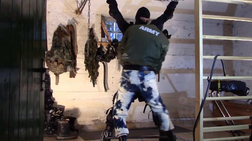 Bound swat cop milked