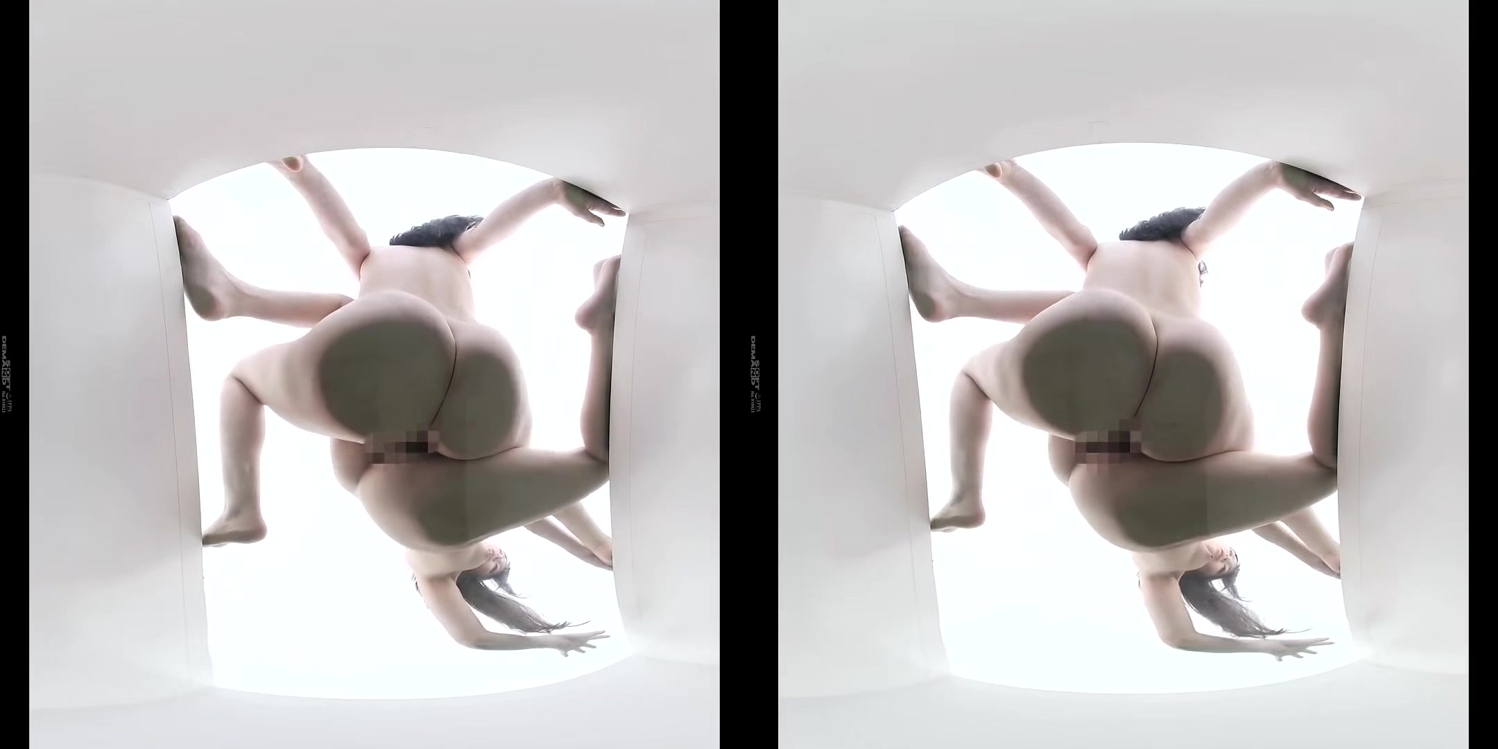 The Ultimate View! Watching Squirting Strap-On Lesbian Sex from Below; Japanese Lesbian 3D Porn