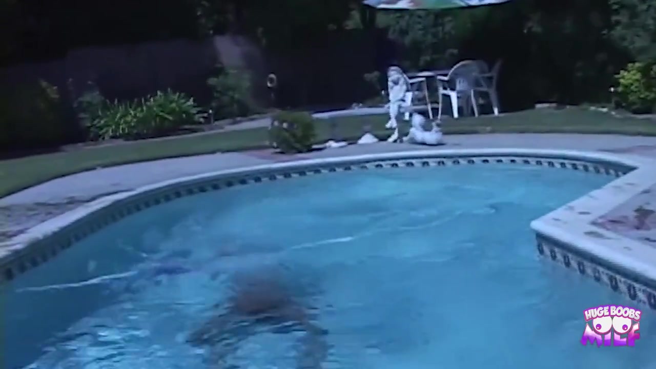 A Naughty Horny Brunette Gets A Dick Inspection From Her Neighbor By The Pool