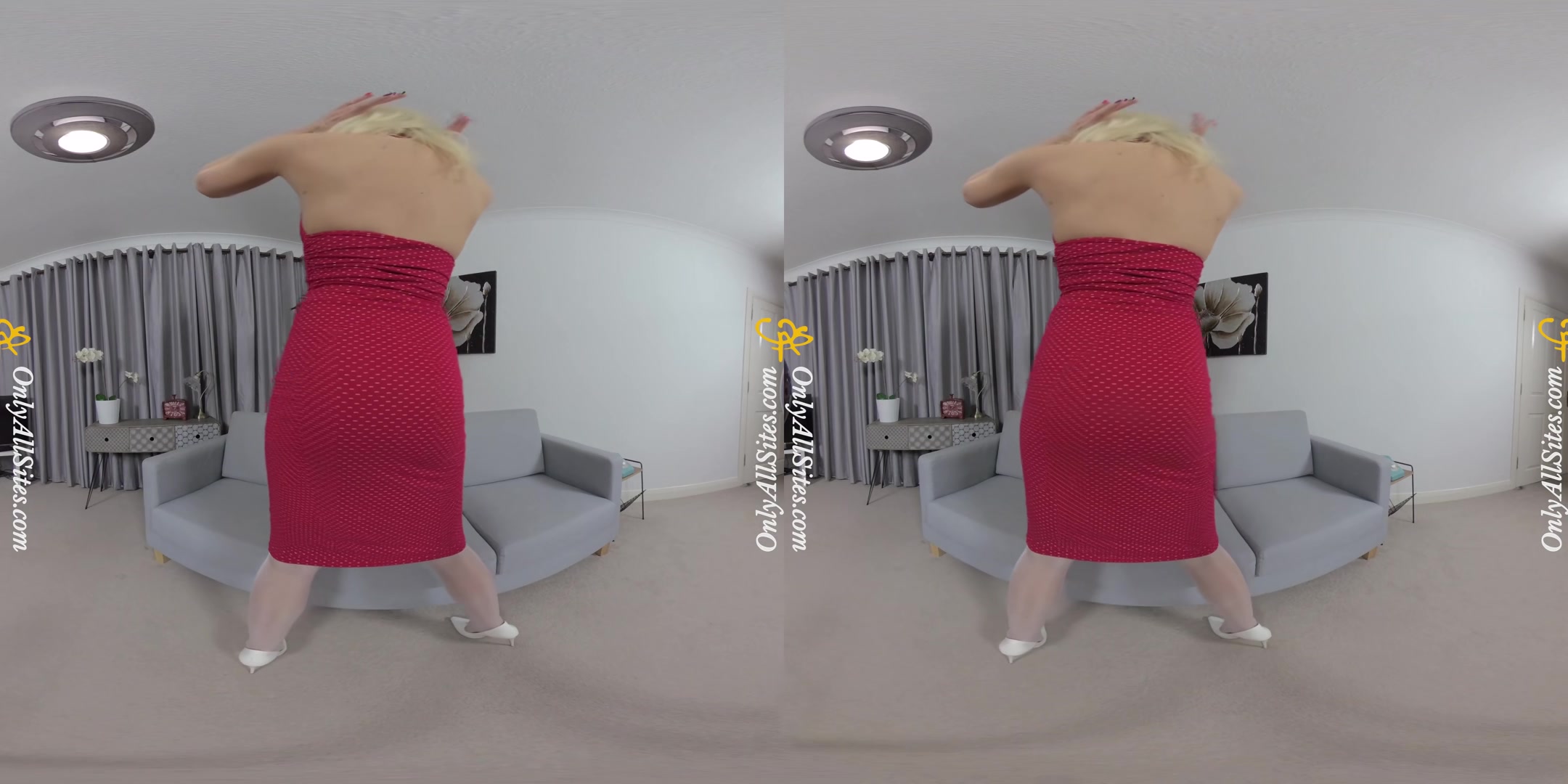 Grace Lily - Red Dress and Pantyhose - OnlyTease