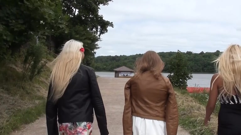 Outdoor sex movie scene with 2 sexy honeys