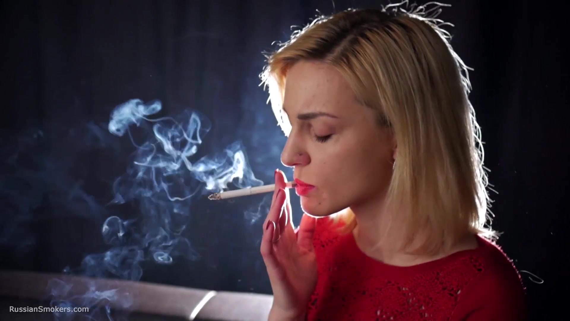 Many Many Nose Exhales With Cork Cigarette