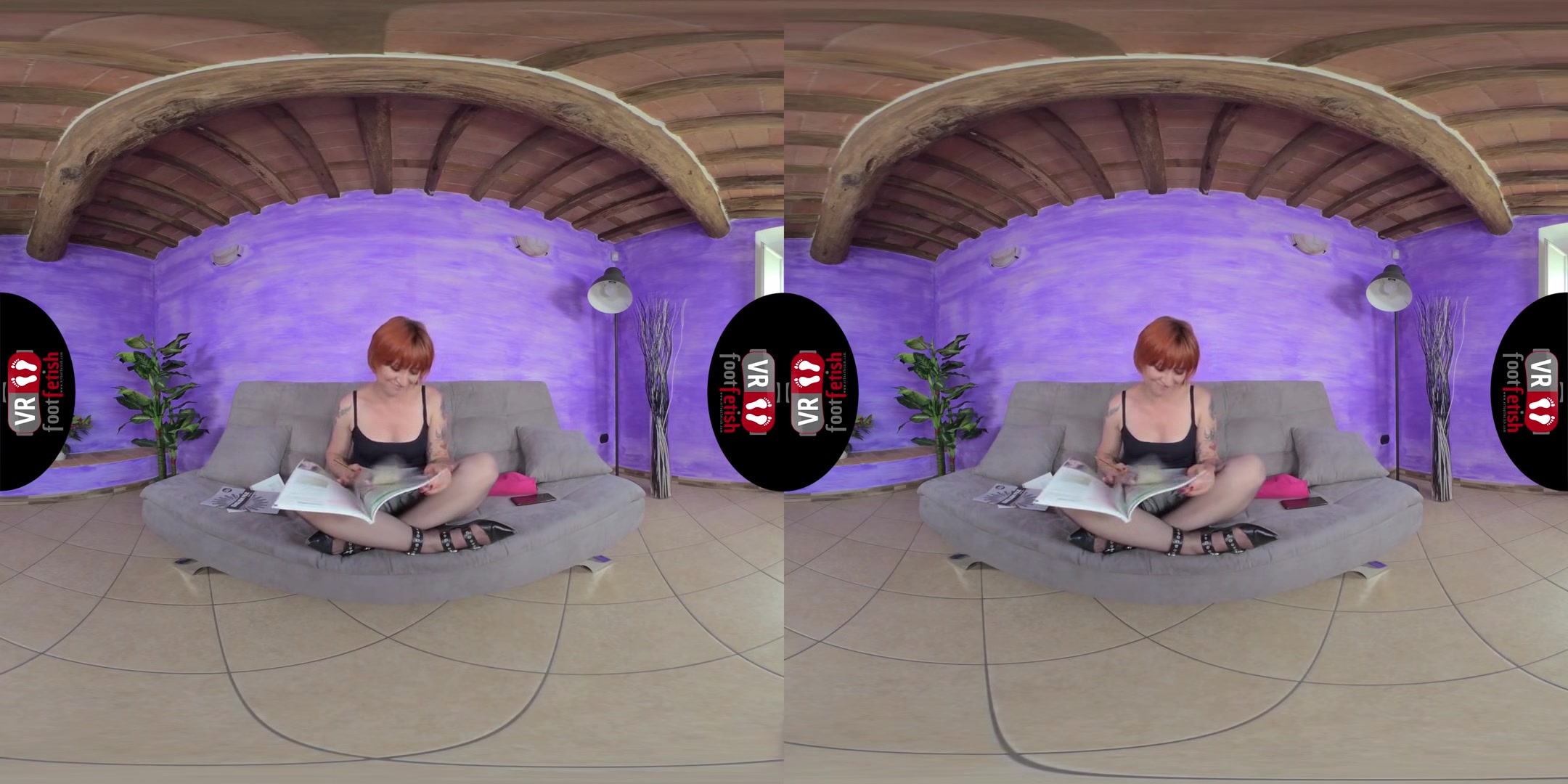 Gorgeously Seductive Ammalia Sucks Her Own Little Toes - Redhead in Stockings Foot Fetish VR