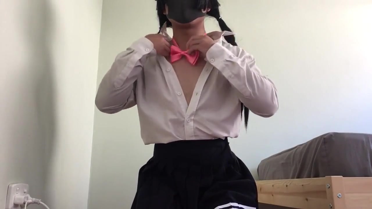 Cute Crossdresser School Uniform Cumshot