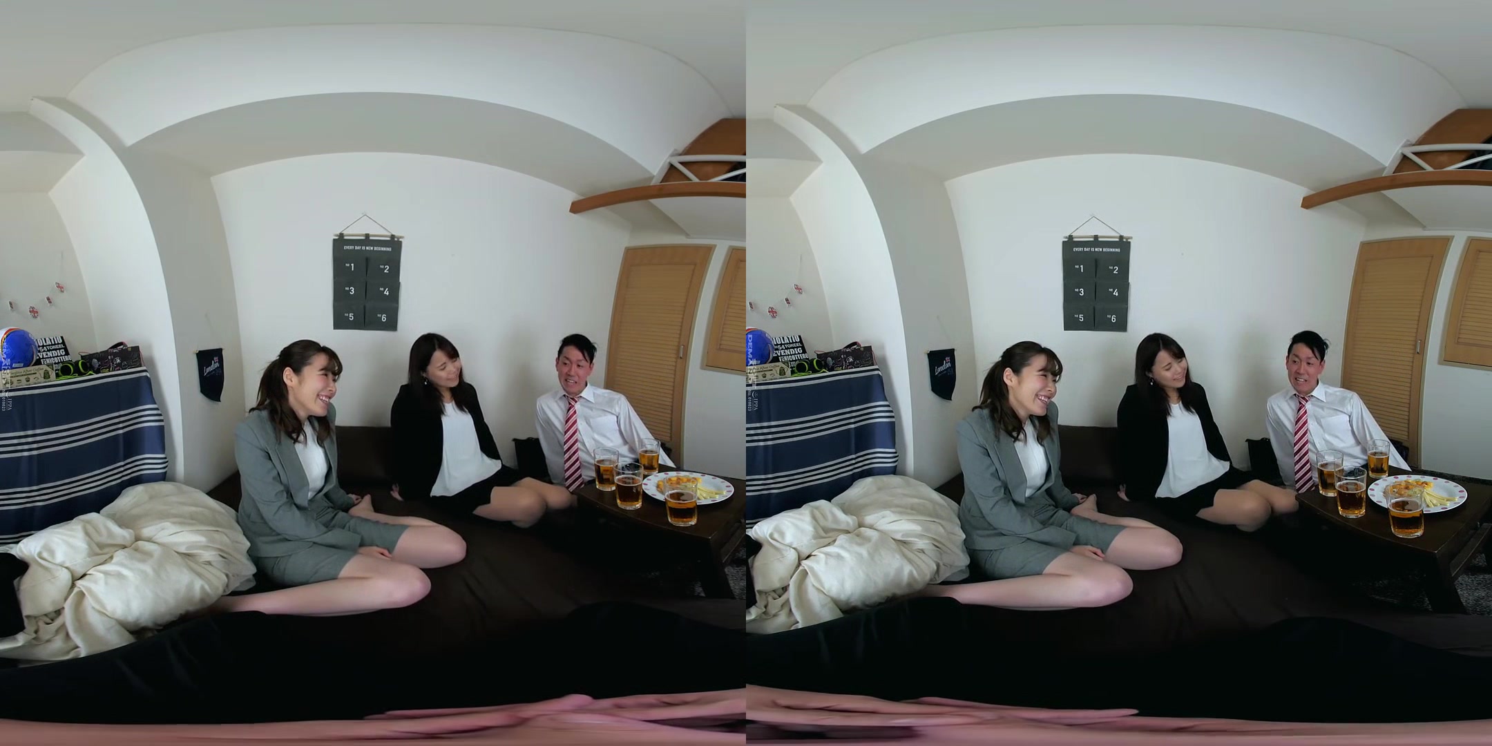 Sex in the Loft: The Party at Home Leads to Coworkers Fucking; Cute and Busty Japanese Coworker Sex Party