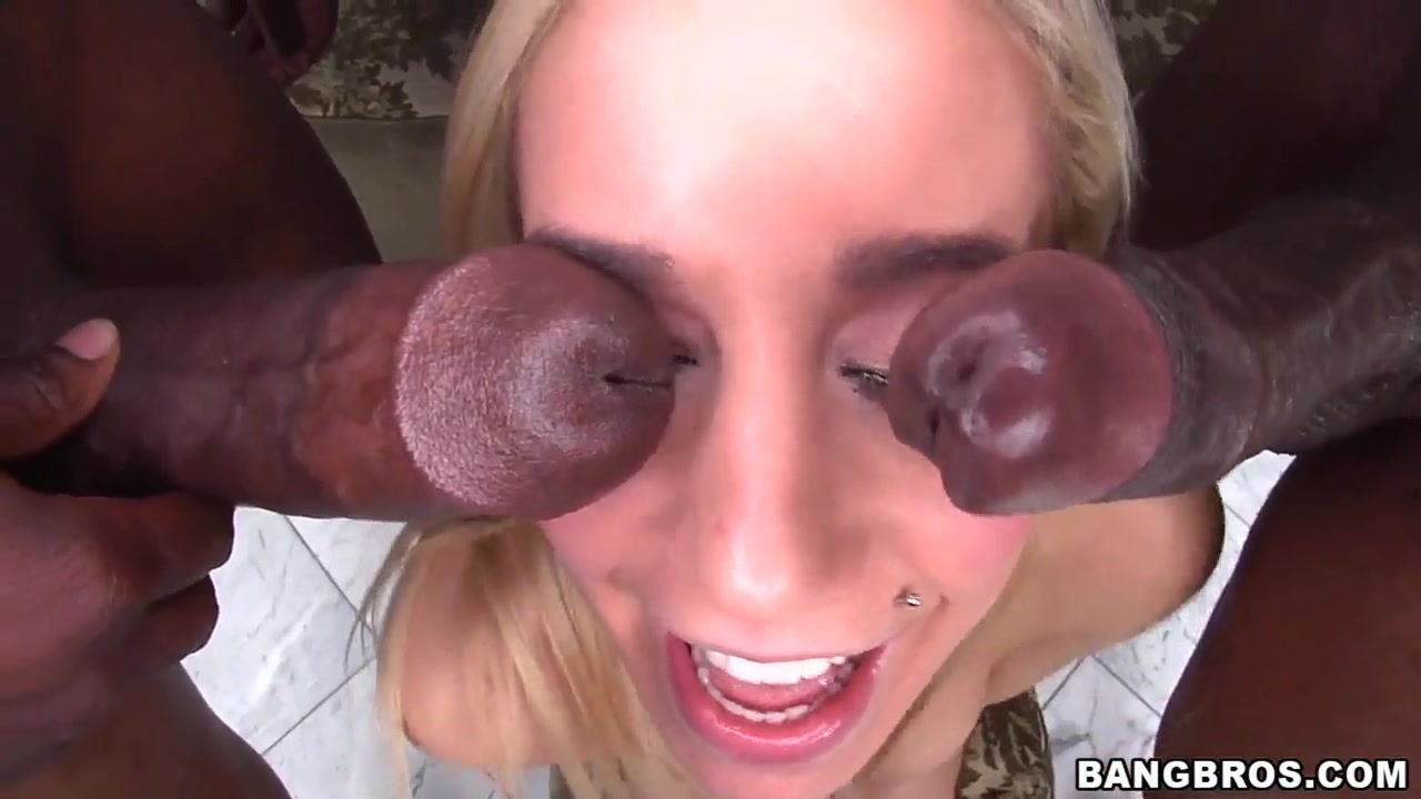 Two black cocks penetrate a sweet blonde slut