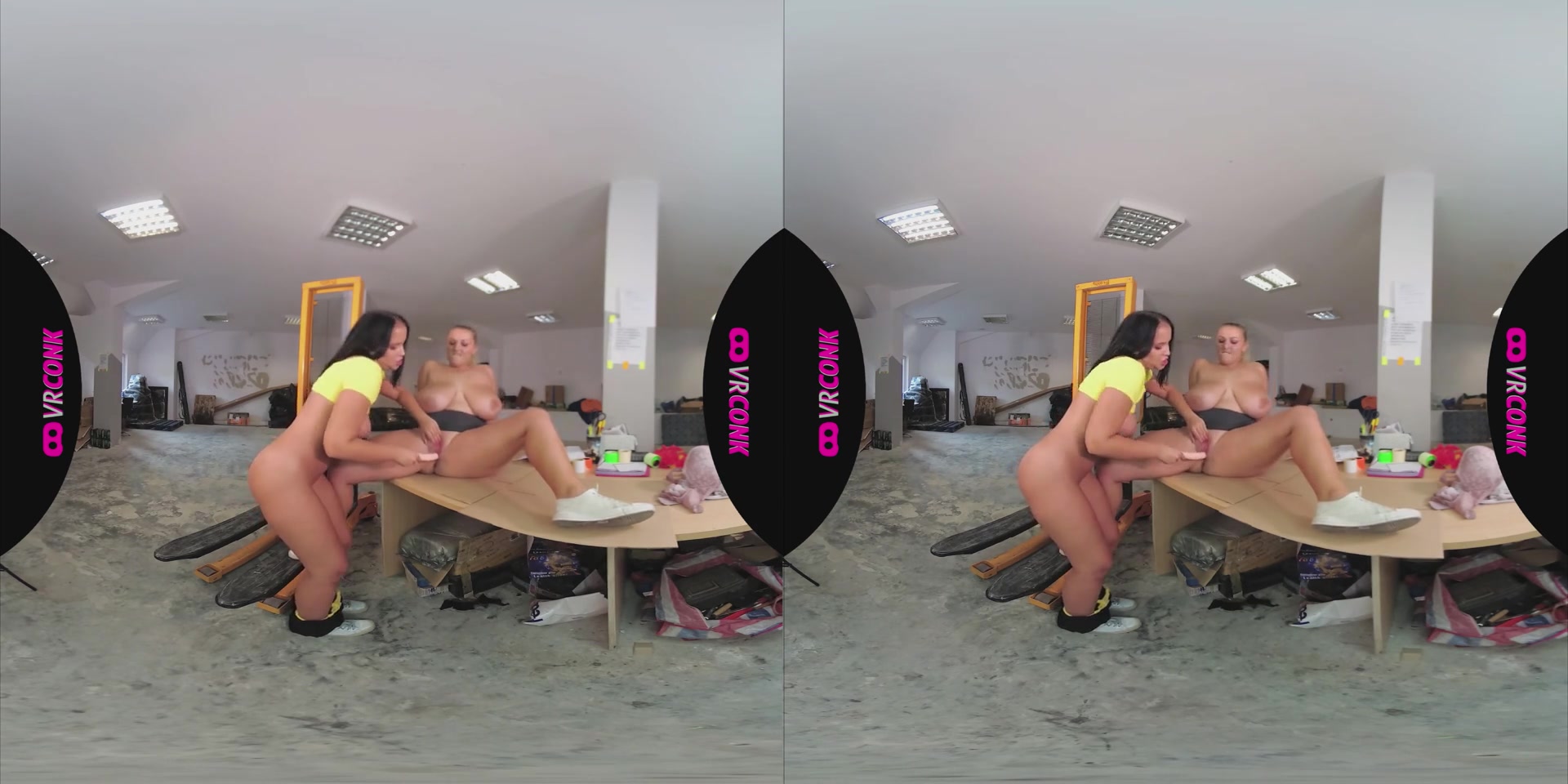 Krystal Swift & Jennifer Mendez in Lesbian Forklift - VR Porn Video - VRConk