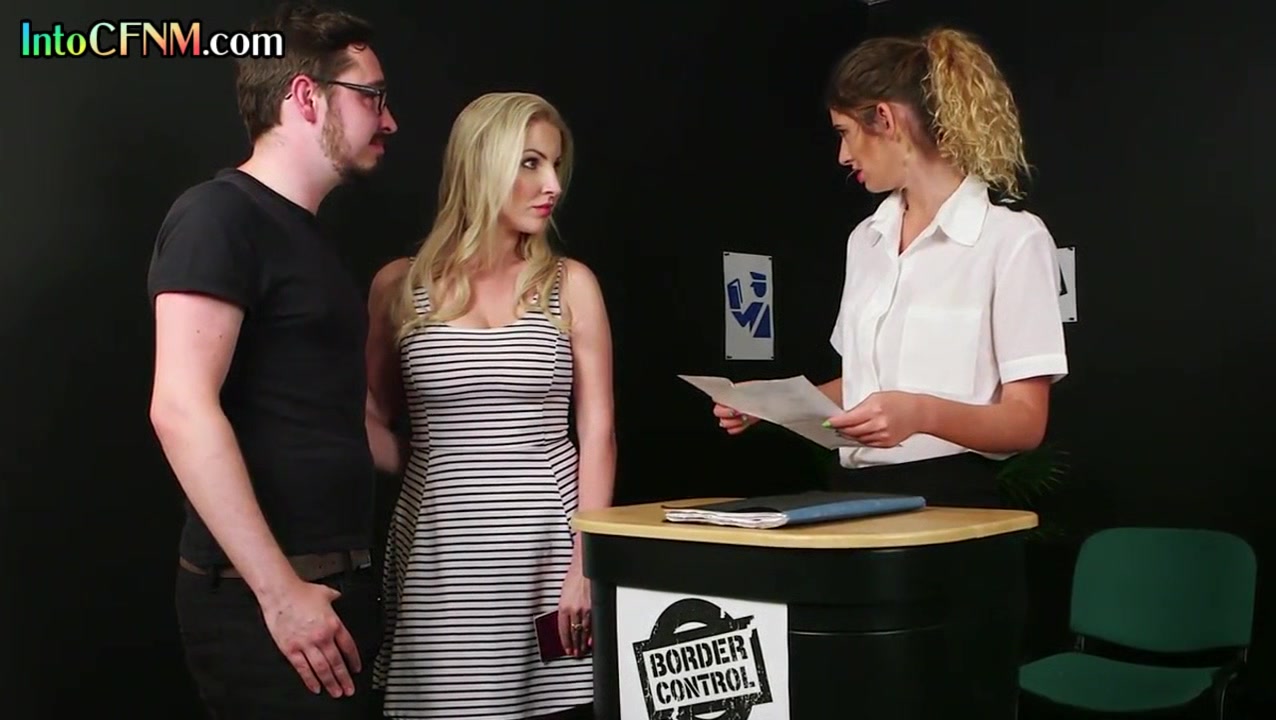 Classy CFNM babes deepthroating a guy