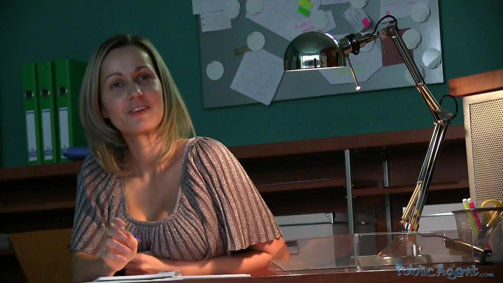 Advertising agent convincing amateur girl to cast in his movie