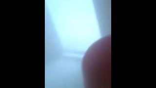 Quick risky flash and blowjob in public steam room