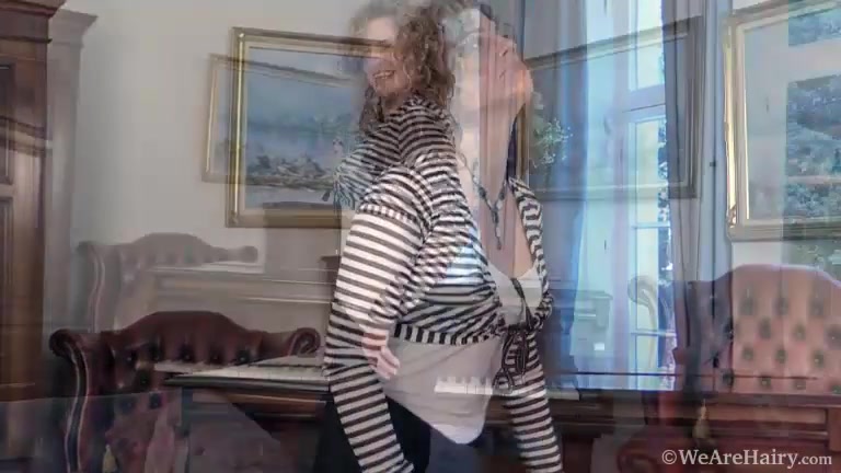 Simona undresses on bed and takes off stockings - Compilation - WeAreHairy