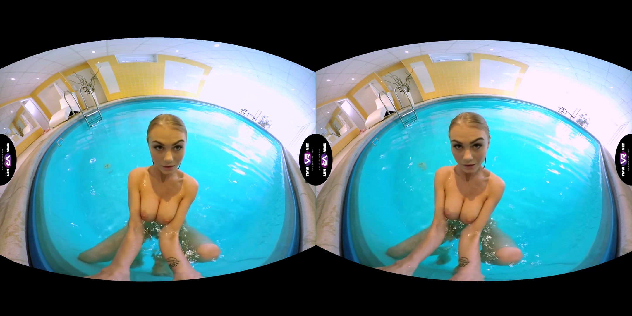 Nancy A in Blonde Enjoys Solo Play In A Pool - TmwVRNet