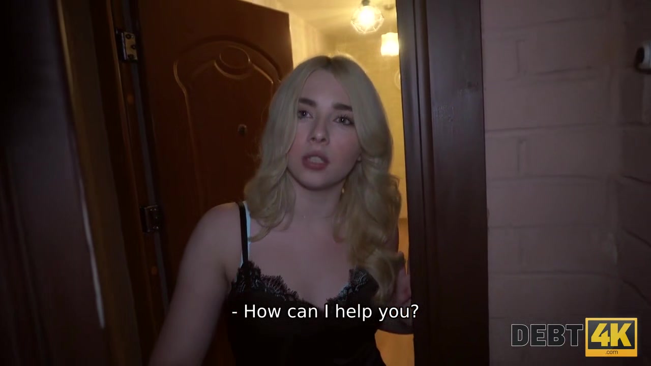Debt4k. Cute hairdresser took a debt for sofa and now needs to pay for it