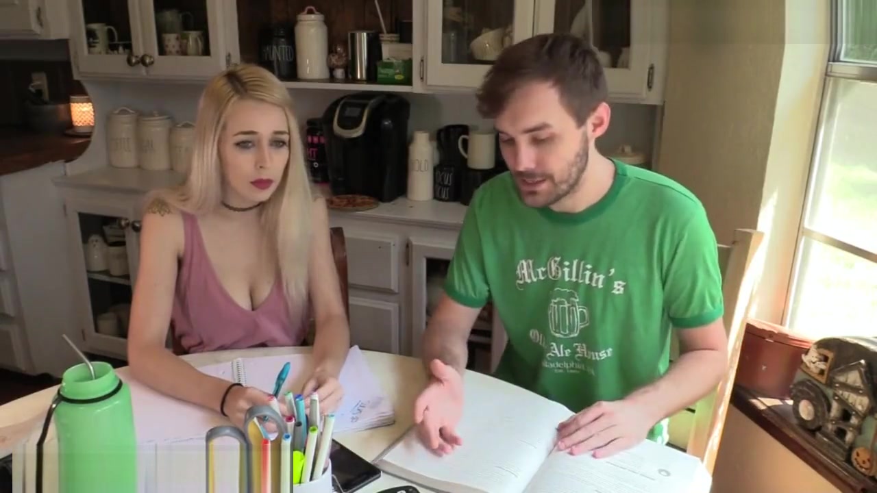 Step brother tutors stepsis math homework, catches her masturbating, and fucks