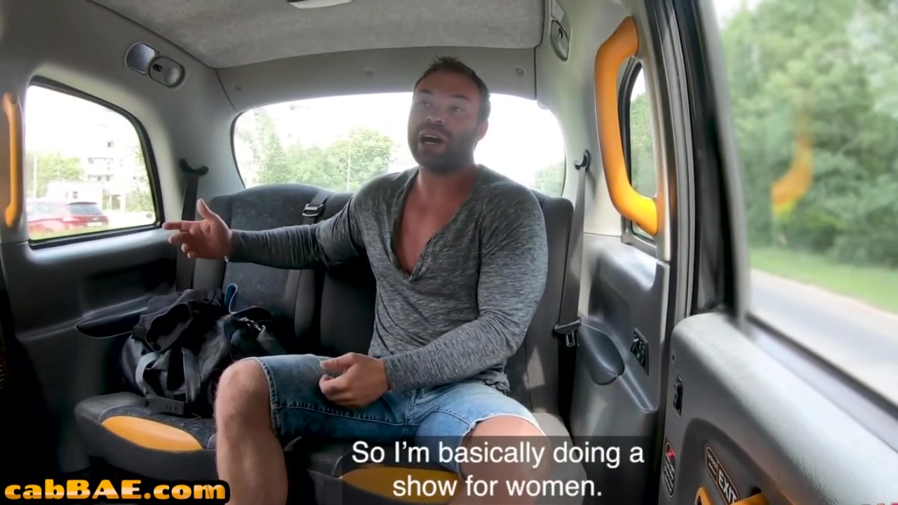 Busty cabdriver MILF rides customer in the cab outdoor