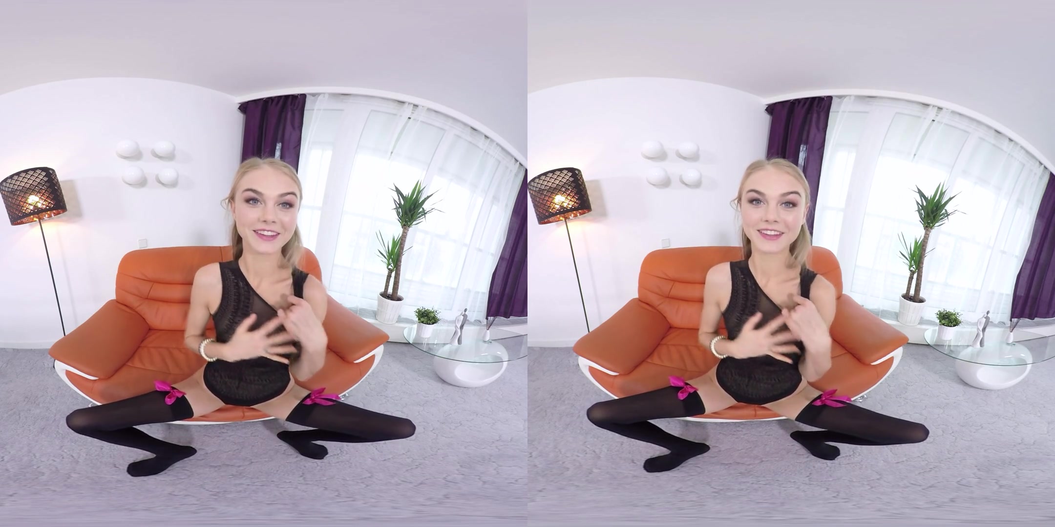 Nancy A in Stockinged Babe Rubs Pussy - TmwVRNet