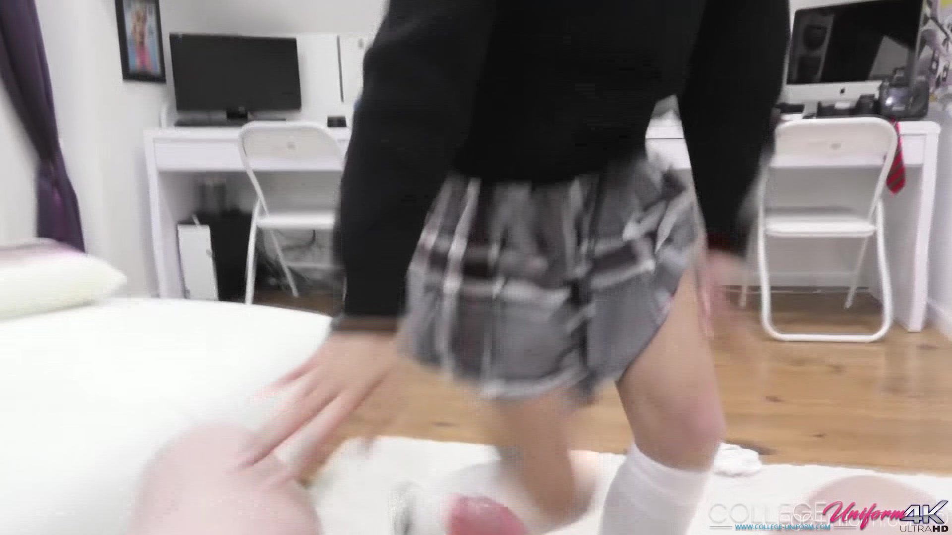 You Pass With A D! College Brunette Lea Guerlin Fucked In Her Uniform!