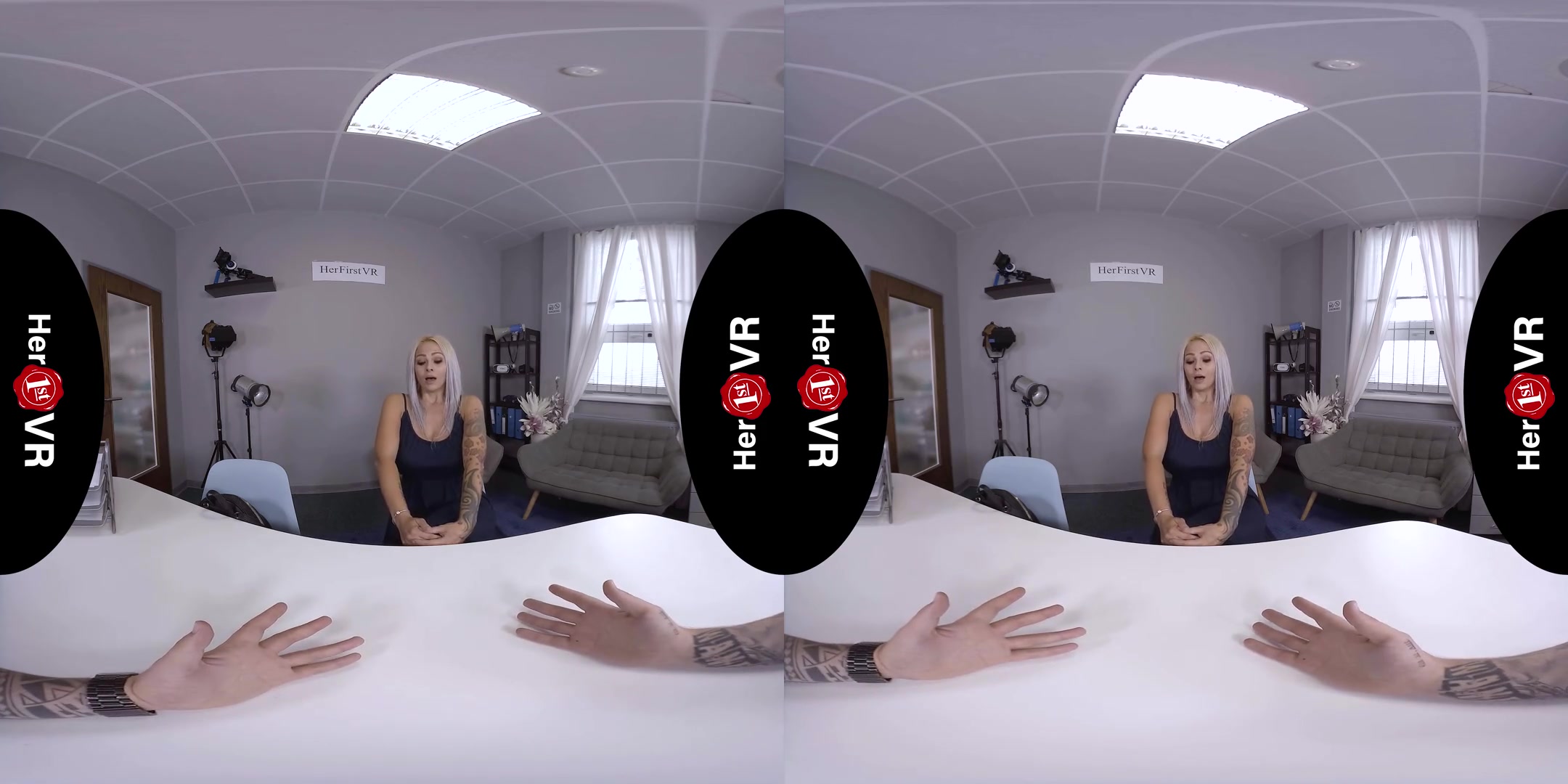 Domino - VR Casting; Huge Tits Blonde Amateur with Tattoos