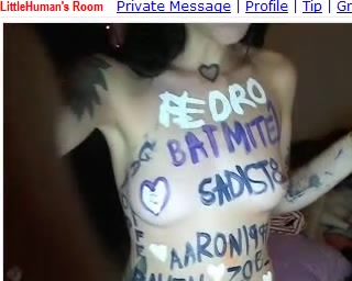 Amazing tiny brunette showing her body full of tattoos