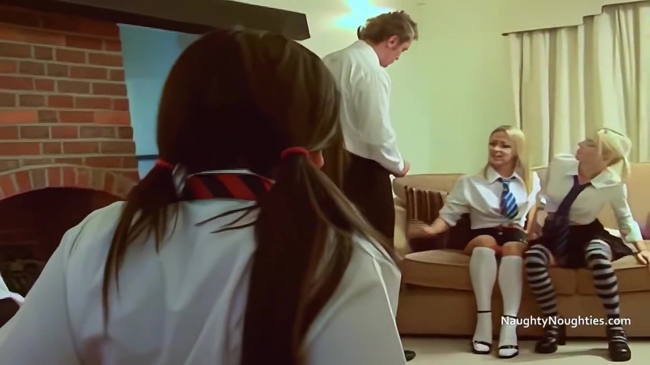 Four Babes in School Uniform Fucked in Turn