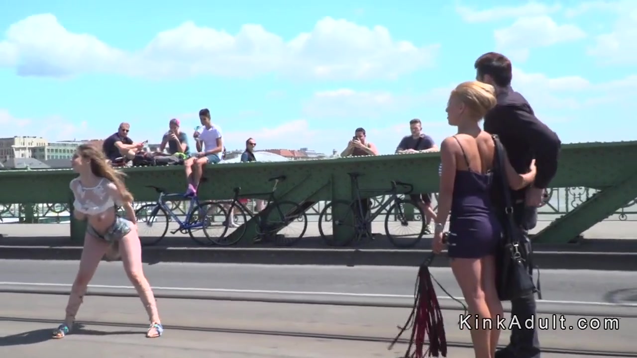 Slave Flashing Huge Tits In Public