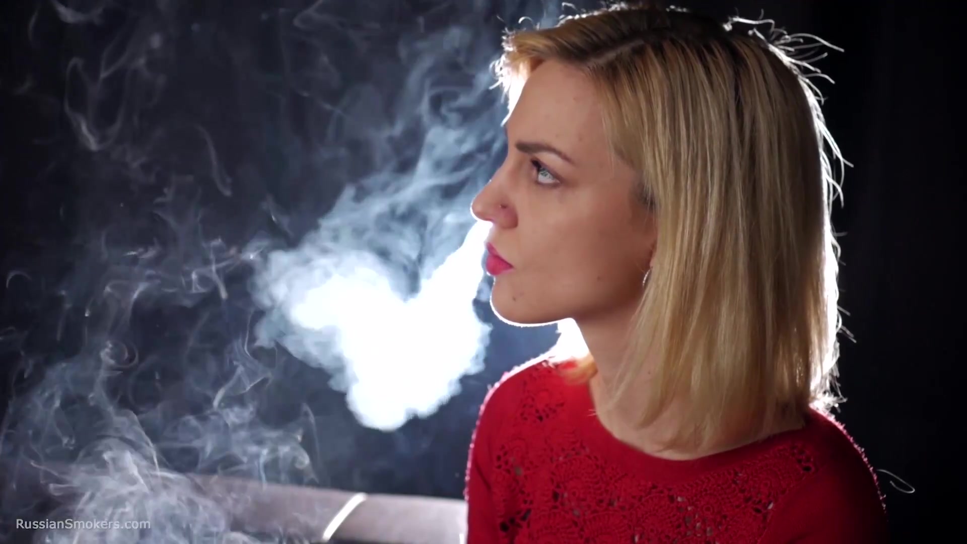 Many Many Nose Exhales With Cork Cigarette