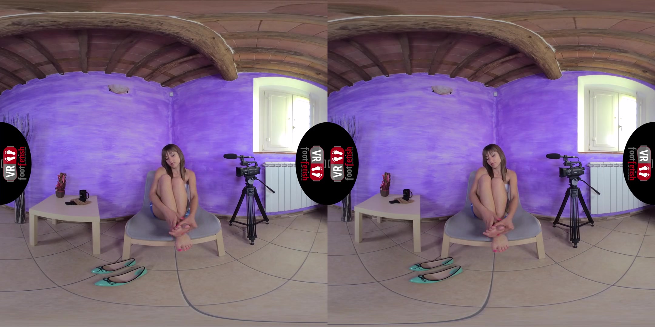 Deliciously Sexy Katy Tries On Different Pairs Of Knee - High Nylon Stockings; Leg Fetish Virtual Reality