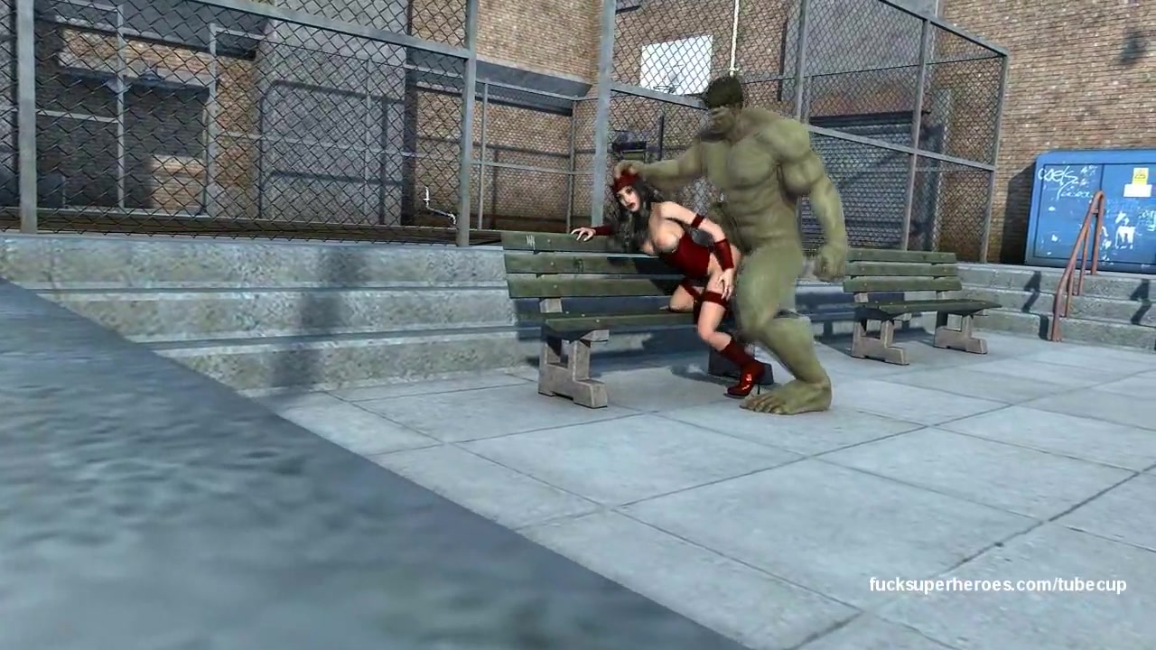 Hulk smashes into Electra's tight cunt