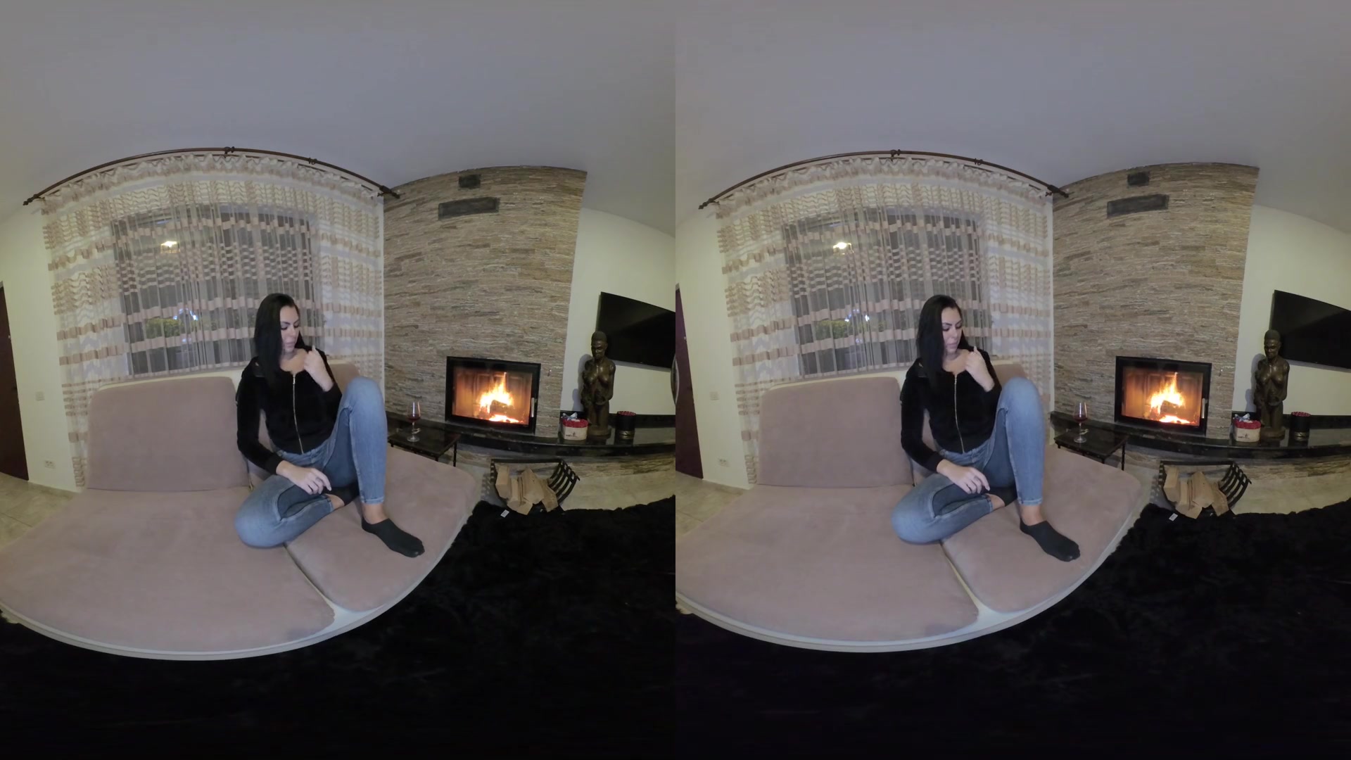 Kilenya Patrice - Fireplace; Brunette Amateur Babe Solo Stripping